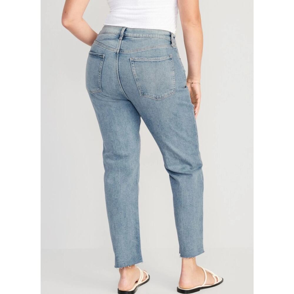 Old Navy High-Rise Button-Fly Sky-Hi Straight Raw-Hem Blue Jeans New size 24 - Picture 3 of 14